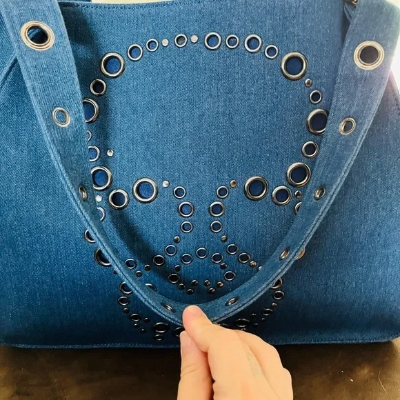 Betsey Johnson skull denim tote bag xl​​​​​ - Picture 5 of 9
